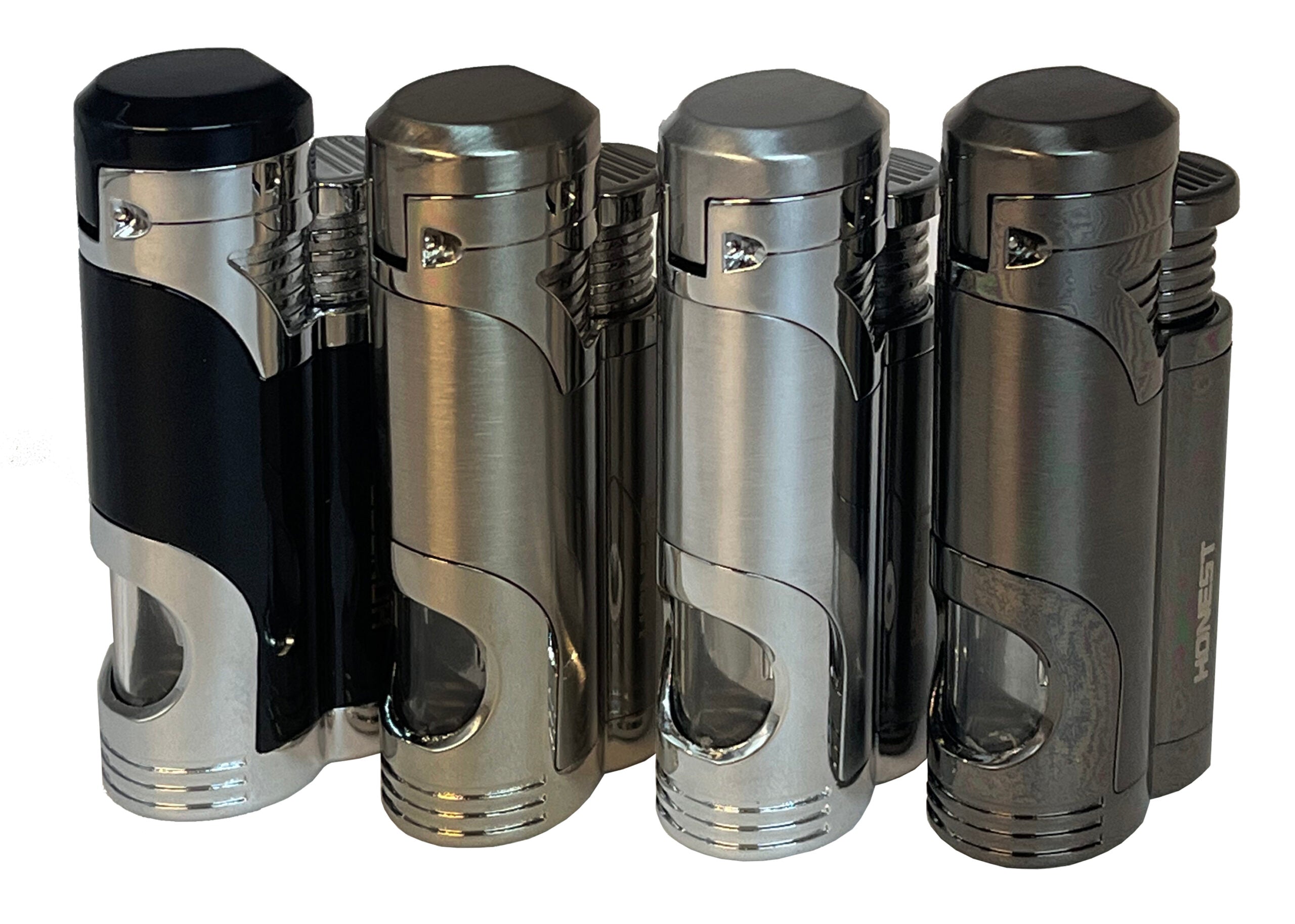 Honest Tarn Twin Jet Cigar Lighter with Punch - Nickel